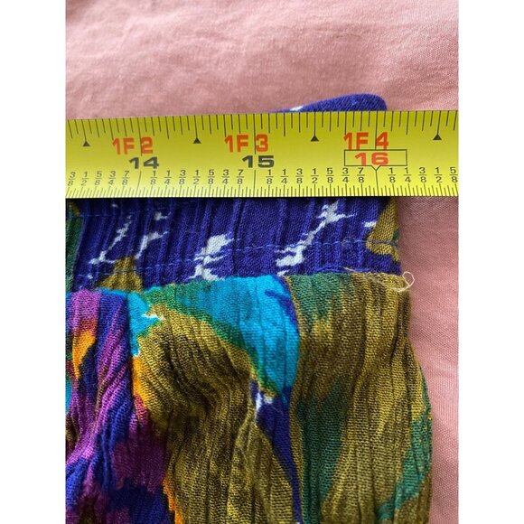 Vtg Russ Cropped Pull On Gauze Pants, Floral Size 18 Made in USA Union Made - Picture 7 of 9